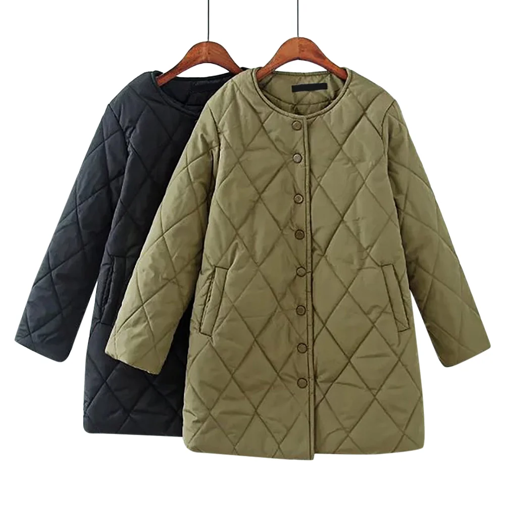 Joineles Autumn Winter Women Parkas Coats Army Black Color Button