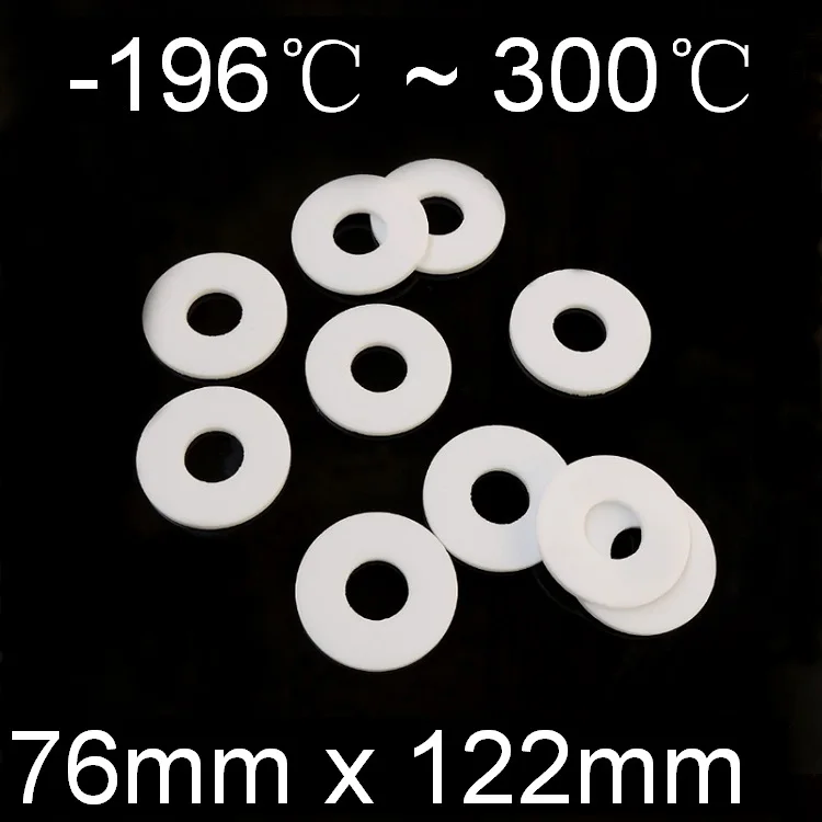 

DN65 PTFE Flat Flange Gasket ID 76mm x 122mm OD Teflon O Ring Seal Spacer Thickness 3m Oil Resistance Washer Round Shape White