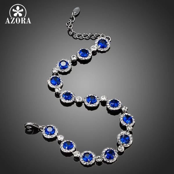 AZORA Tiny Clear Crystal around 13pcs Blue CZ Stone Bracelet TS0045