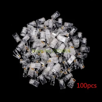 

25pcs/100Pcs Gold plated RJ45 Net Network Modular Plug Cat5 CAT5e Connector 8P8C Unshielded Modular Rj45 Plug Terminals C26