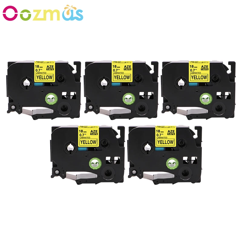 Oozmas 5 шт. ленты для принтера этикеток TZ641 18 мм совместимые с Brother P touch TZ черные на