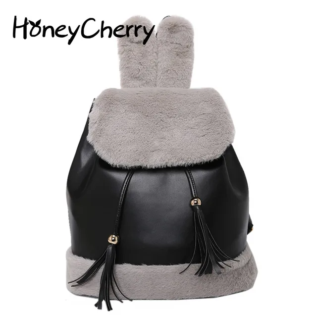 D'hiver Coréenne À Oreilles Dos Sac Femme le Lapin De En Peluche 2016 1qdwg6g