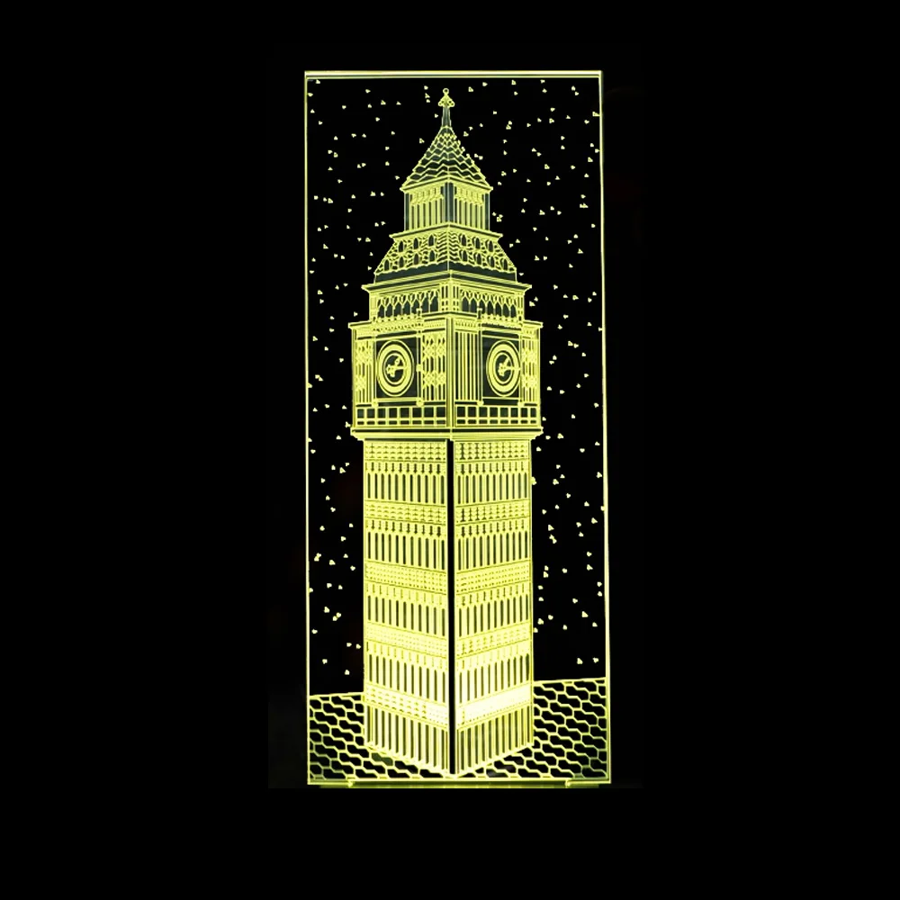 3D Биг Бен визуальный ночник красочные Лондон здание Elizabeth башня настольная лампа Украшения в спальню постели ребенка спать Освещение