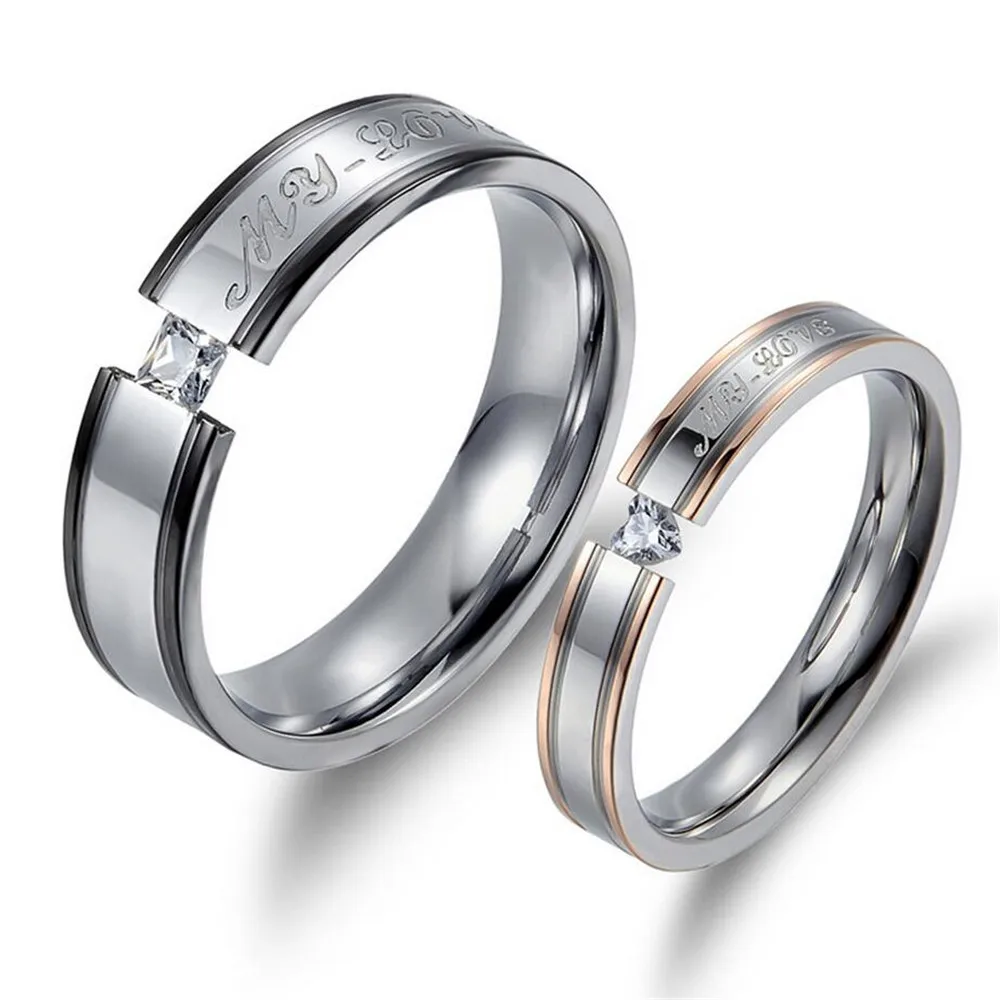 

Mimeng Titanium Rings for Couples 316L Stainless Steel Rings Engagement Wedding Ring Lover Rings
