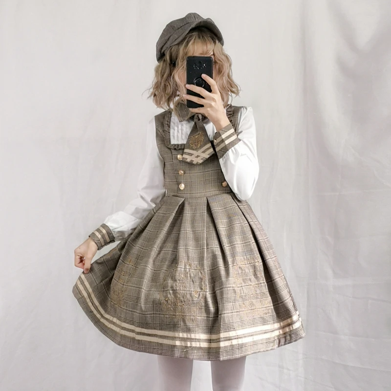 Ограниченное предложение, новое и Японское милое платье лолиты с длинными рукавами, Женский студенческий Повседневный мягкий костюм принцессы с юбкой