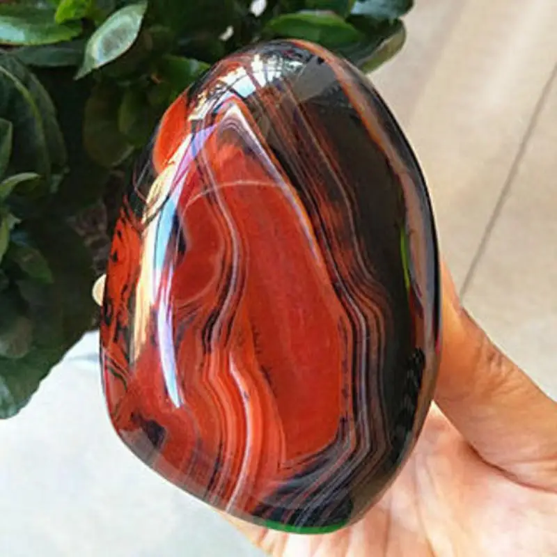 Неправильный полированный полосчатый Агат пальмовые камни беспокойные камни галька целебный кристалл с бархатной сумкой украшения для дома