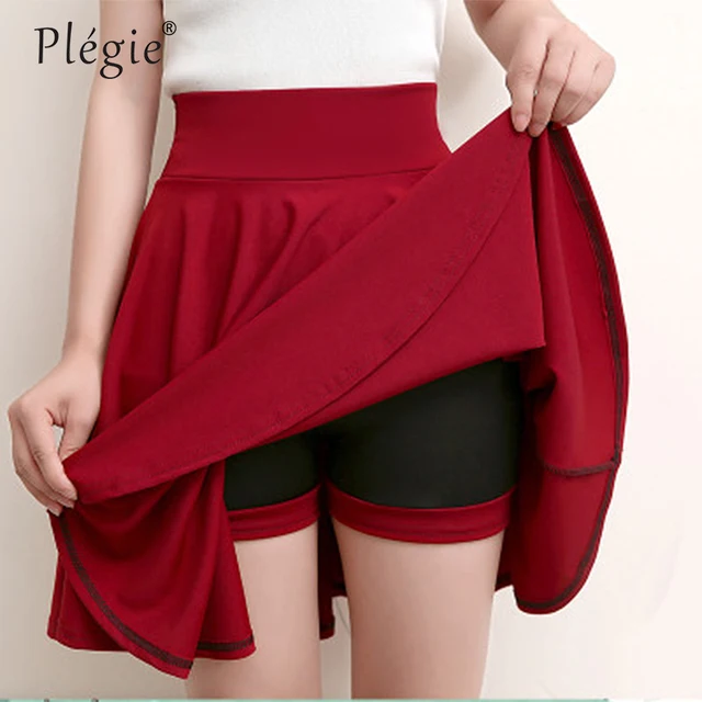 US $8.15 Plegie Plus Size 4XL Shorts Skirts Womens 2019 Summer A line Sun School High Waist Pleated Skirt Fe