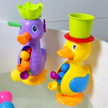 Kids Shower Bath Toys Cute Yellow Duck Waterwheel Elephant Toys Baby Faucet Bathing Water Spray Tool Dabbling Toy Dropshipping 1