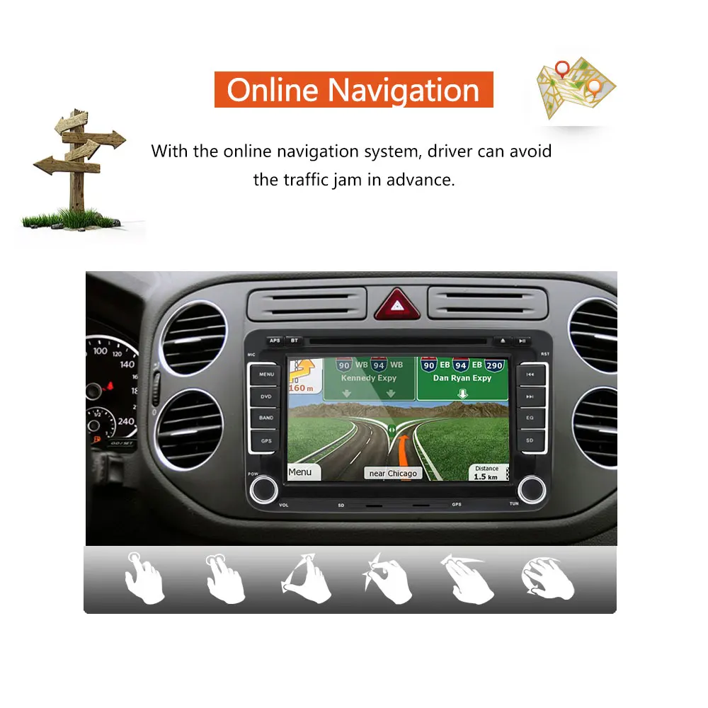 Cheap Podofo 2 Din Android 7.1 Car Audio Car DVD Player GPS Navigation Multimedia player Autoradio For Golf/6/Golf/5/Passat Car Radio 2