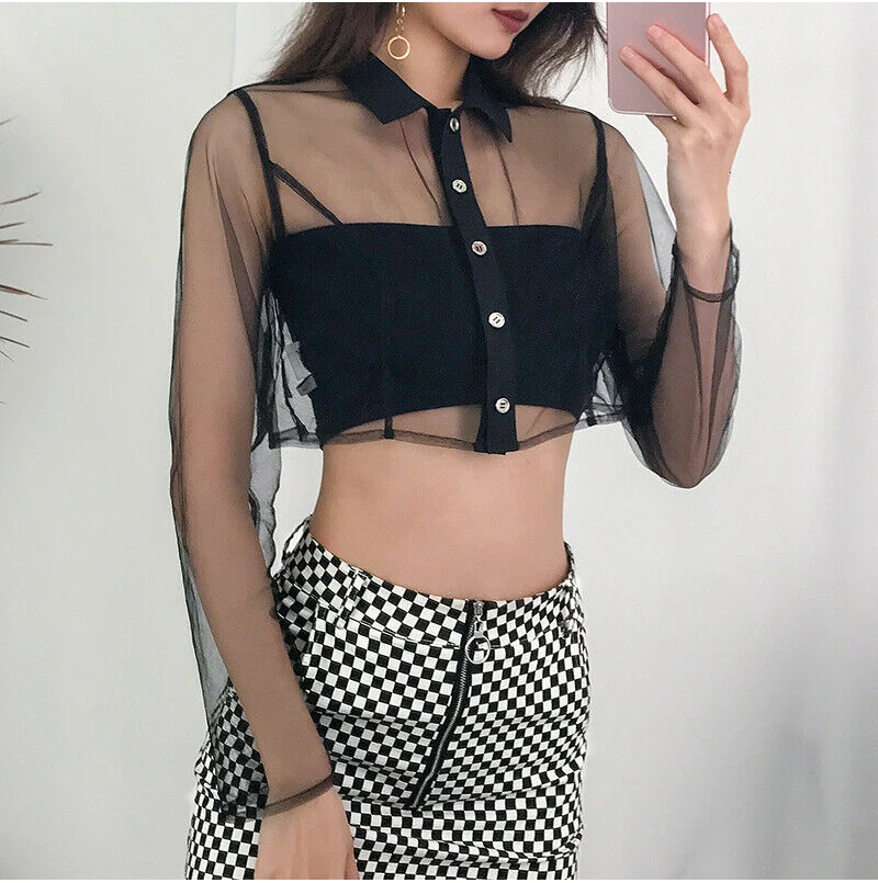 Для женщин Sheer Mesh Растениеводство Топ Рыба Чистая See Through свободная футболка майка пляжная Летняя Вечеринка клуб уличная черный пляжная