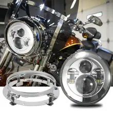 Набор Хром 7 дюймов круглый Монтажный кронштейн для мотоцикла кольцо 7 дюймов светодиодный кронштейн для фары из нержавеющей стали для мотоцикла