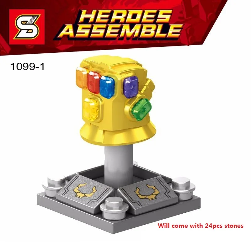 

Single Sale Super Heroes Infinity Gauntlet With 24pcs Power Stones Thanos Gloves Building Blocks Kid Gift Toys Legoinglgy