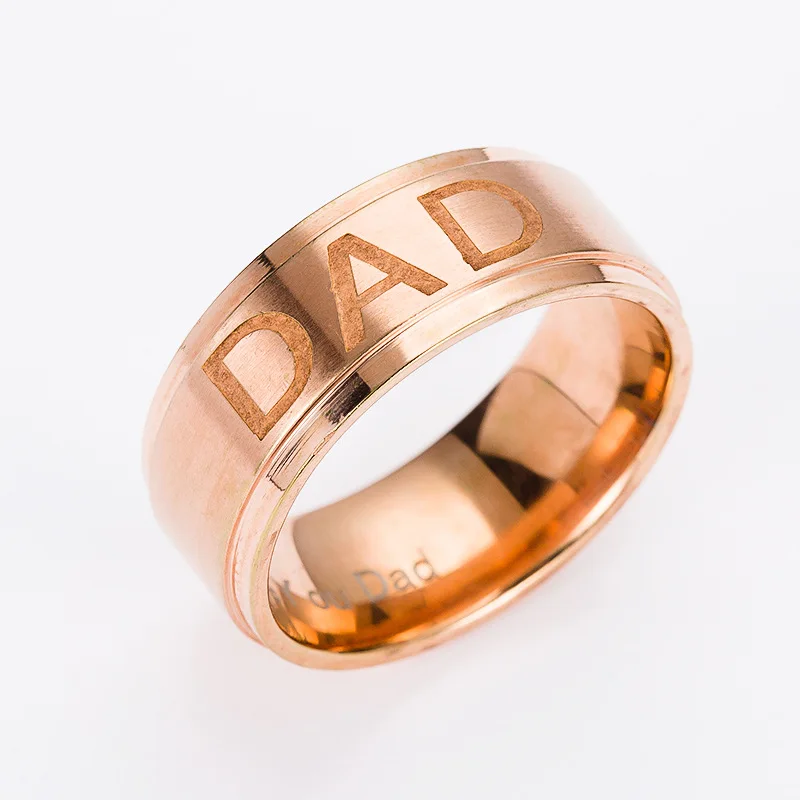 1PC stainless steel letters DAD ring titanium steel ring For Women