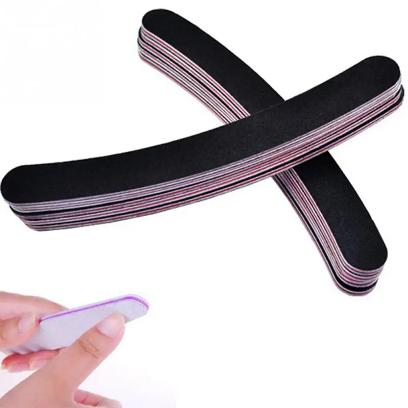 

10pcs Professional Slim Sandpaper Nail Files Silicone Crescent Grit Artificial Nail Tips Tools Disposable Cuticle Remover Callus