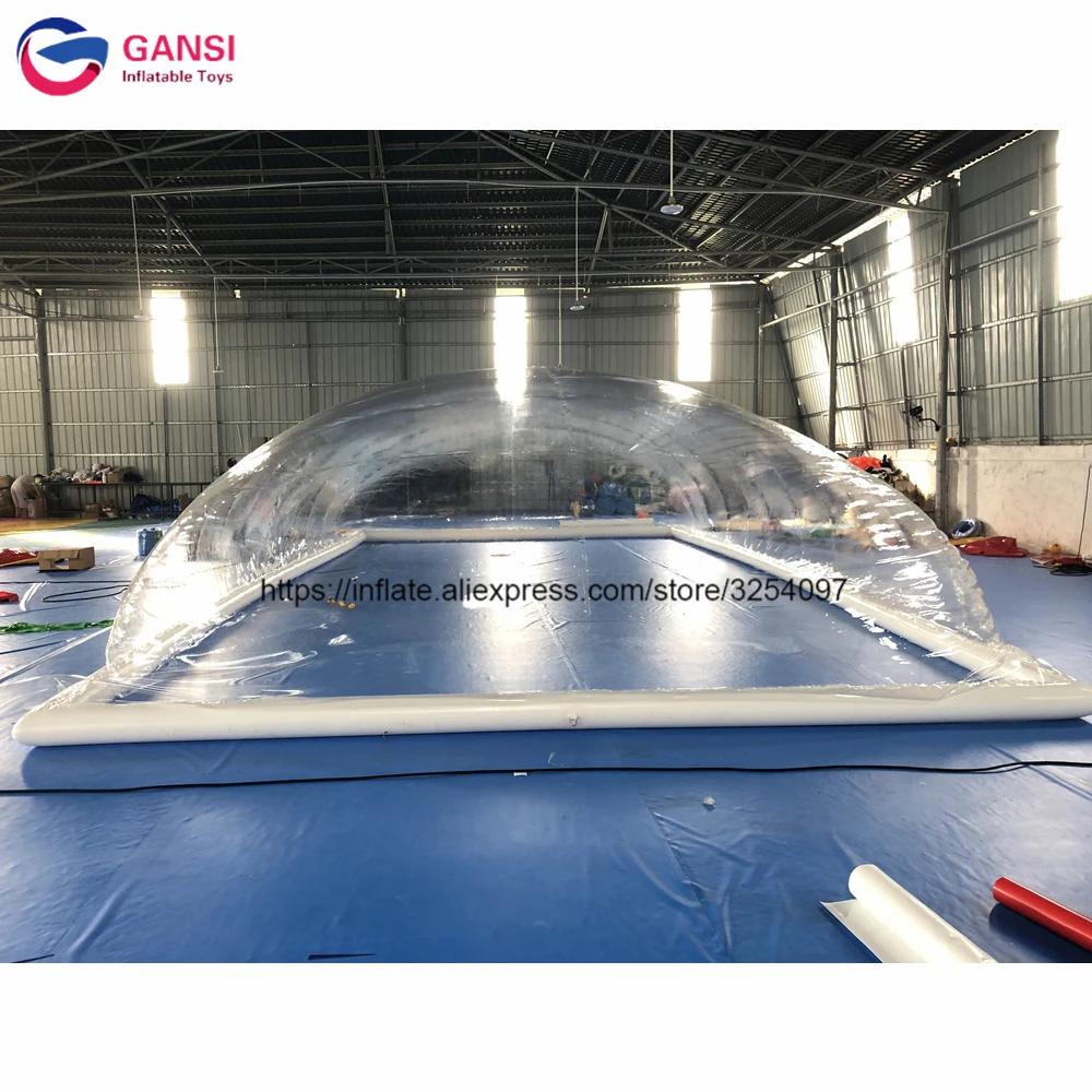 Commercial customized dome shape inflatable pool cover tent transparent inflatable pool tent with high quality