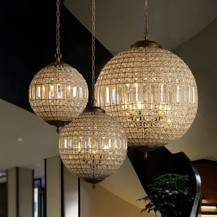 Винтажная люстра с большим светодиодным кристаллом E27 в стиле королевской ампир