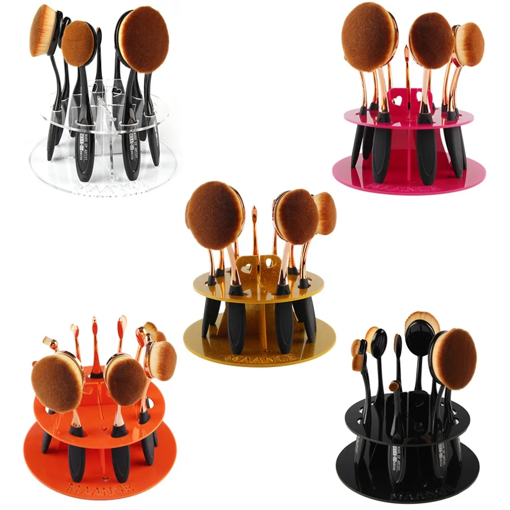 

2017 New Arrival 5 Colors PMMA Plastic 10 Hole Oval Toothbrush Makeup Brush Holder Rack Organizer Cosmetic Display Shelf Tool