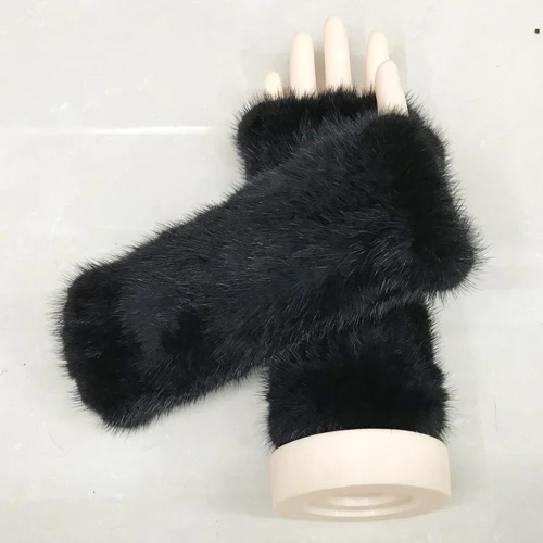 Популярные перчатки из натурального меха норки лучшие эластичные модные женские вязаные варежки из натурального меха норки новые женские перчатки из натурального меха норки - Цвет: black