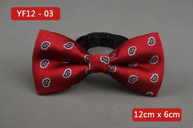 YISHLINE NEW Men's Bow Tie Gold Paisley Bowtie Business Wedding Bowknot Dot Blue And Black Bow Ties For Groom Party Accessories - Цвет: YF12-3