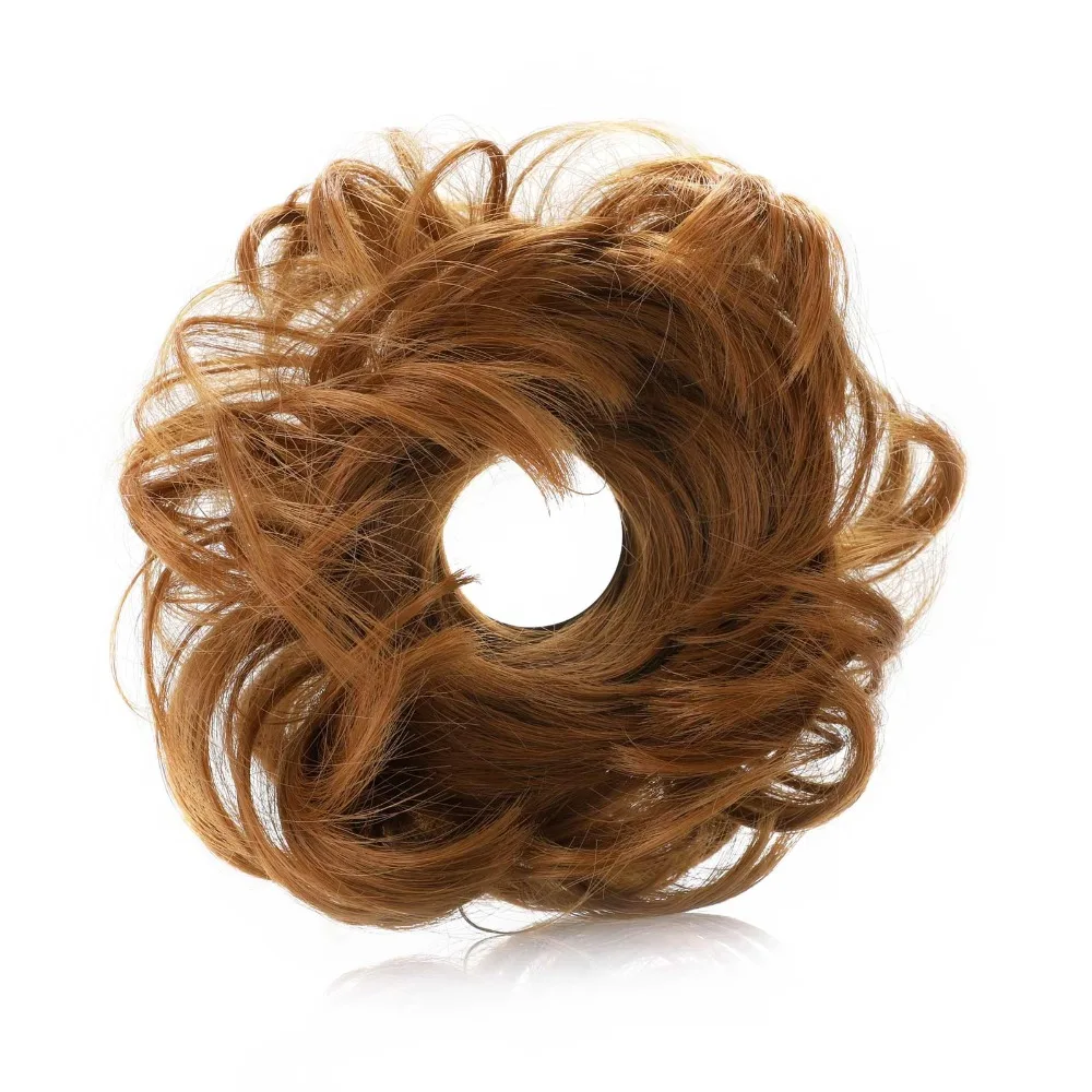 Mix Gray Blond Brown White Curly Messy Bun Hair Piece Hairpiece