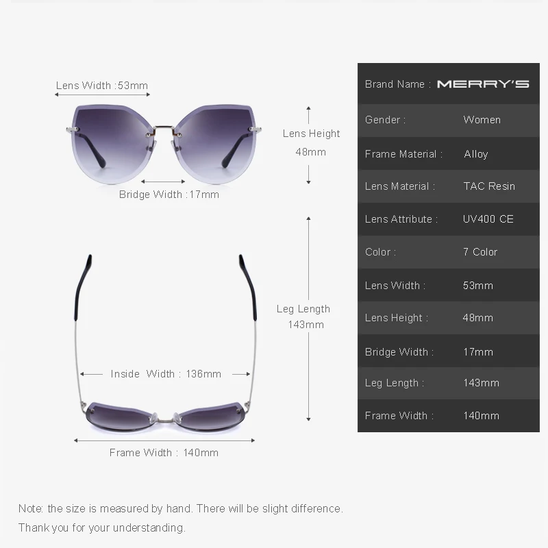 MERRYS дизайн для женщин без оправы кошачий глаз солнцезащитные очки с градиентными линзами UV400 защита S6355