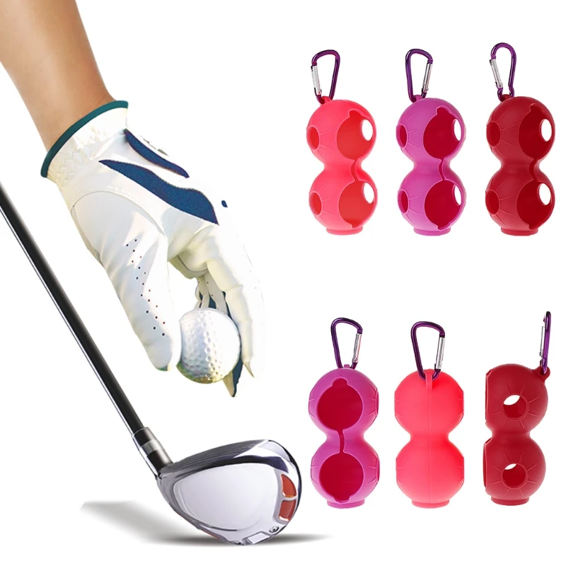 

Golf Ball Protect Holder Double Cover Silicone Sleeve Carabiner Sports Accessory