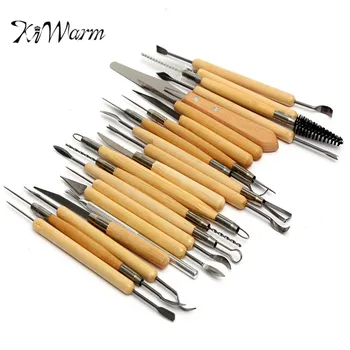 

KiWarm 22Pcs Portable Wooden Handle Stainless Steel Clay Pottery Ceramics Sculpting Modeling Tools DIY Crafts Tools Art Sets