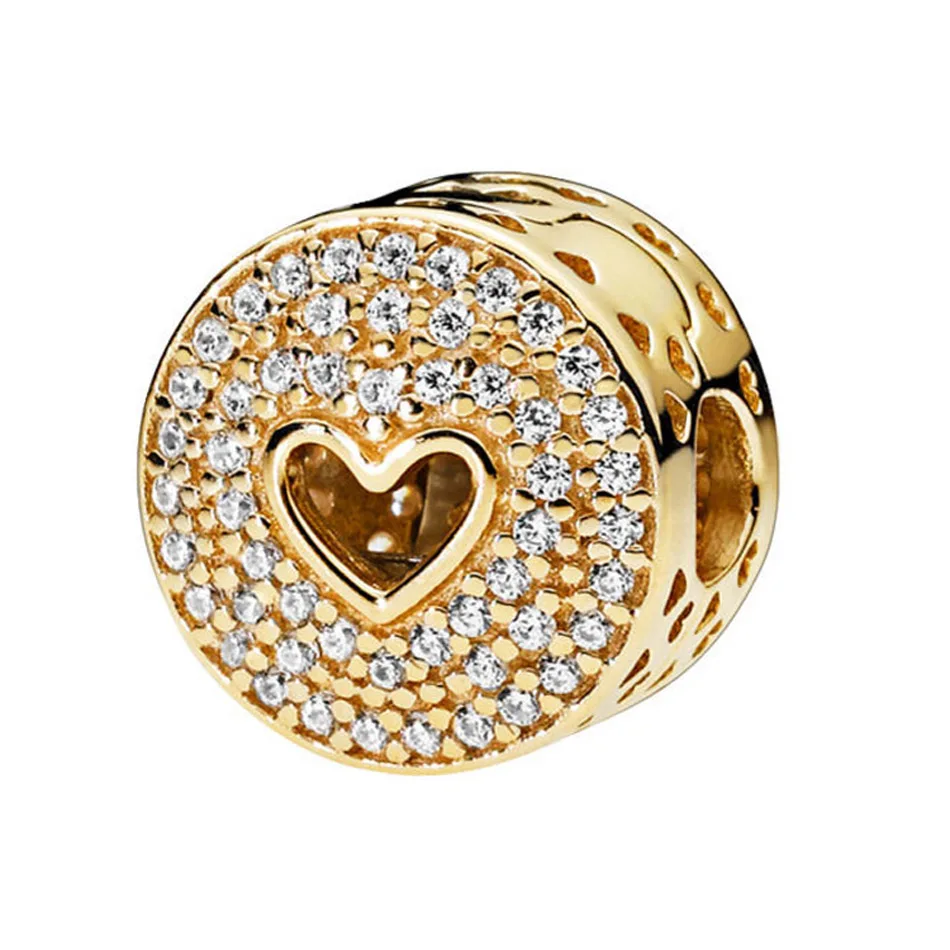 

S925 Silver DIY Jewelry Heart of Luxury Clips Stoppers Charms fit Pandora Bracelet Bangle