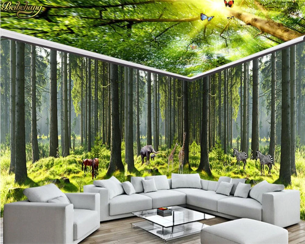 Beibehang papel де parede Пользовательские Большие Настенные обои 3D природа, свежий лес big tree животного дом стены документы домашнего декора