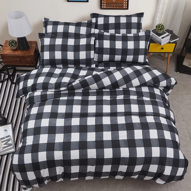Black and white checkered king queen full twin size Bedding Set Duvet