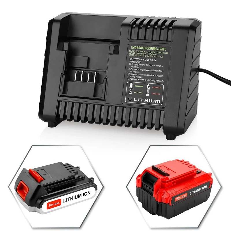 Быстрая замена зарядного устройства для кабеля Porter 20 в Max литий-ионный аккумулятор и Black & Decker 20 в литий-ионный аккумулятор Porter-Cable