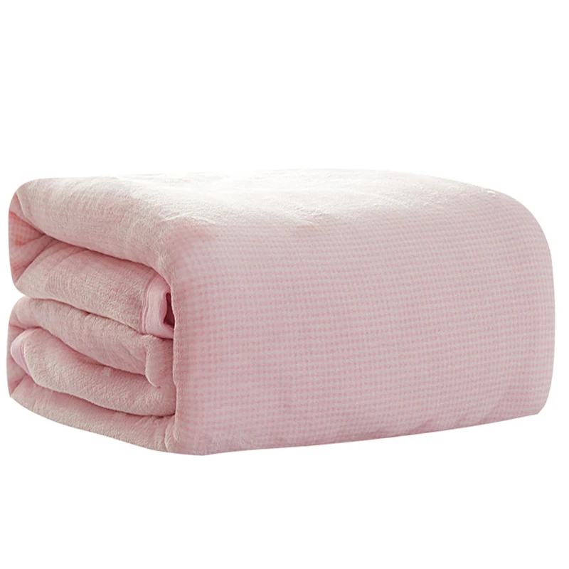 

400Gsm Thicken Pink Plaid Blankets For Beds High Density Flannel Blankets Coral Fleece Mink Throw Bedspread Winter Warm Blankets