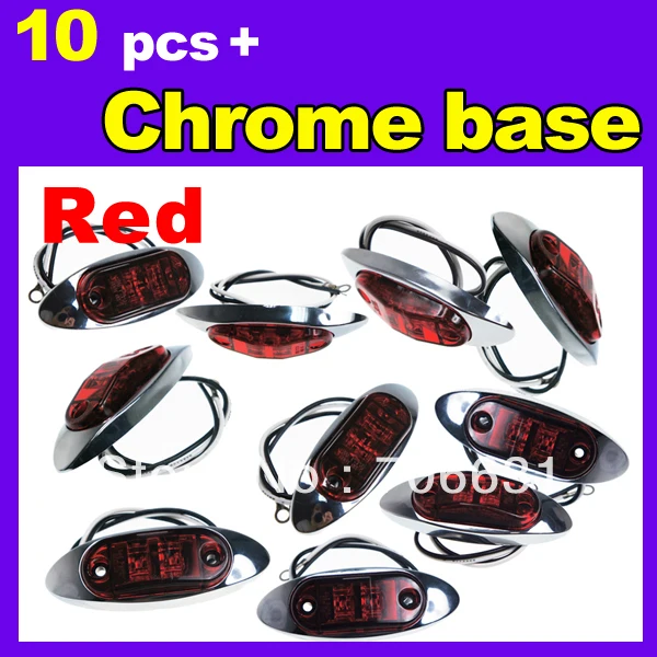 Tkeapl THTMH 10X Red Color SUPERFLUX LED MARKER CLEARANCE ABS Lens TRUCK Tailer LIGHT LAMP 12V + Chrome Cover | Автомобили и