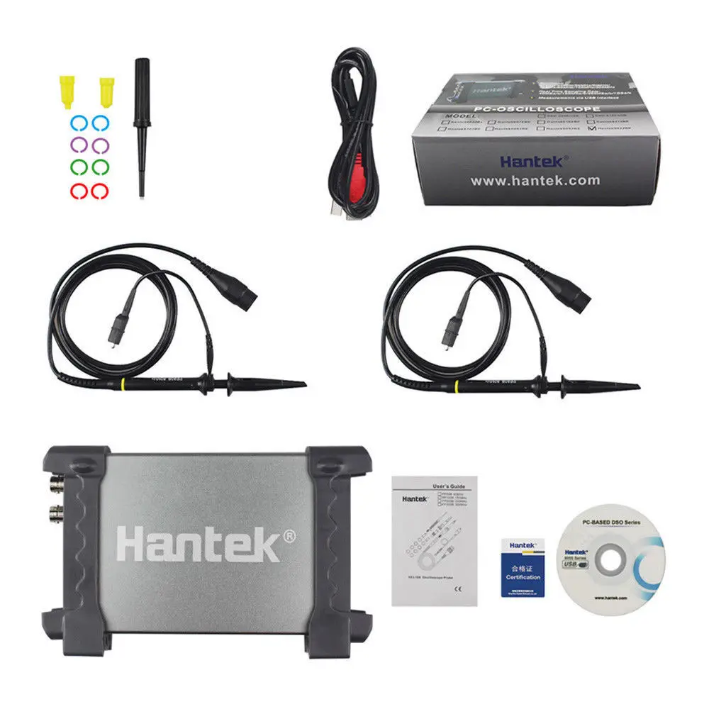 

Hantek 6052BE Digital Multimeter Oscilloscope Handheld Portable PC based Logic Analyzer Tester USB 2 Channels 50MHz Storage