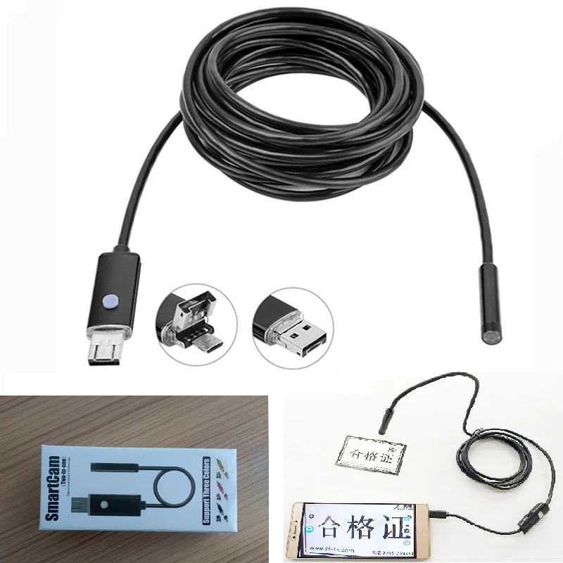 

2 in 1 Waterproof LED Mini WIFI Camera USB Endoscope Wire Snake Tube Inspection Borescope for Android PC Camera