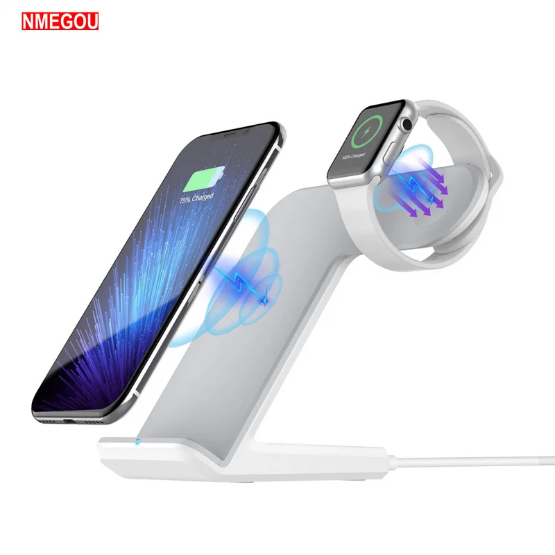 

2 In 1 Fast Qi Wireless Charger for Apple IPhone X XR XS Max 7 8 Plus I Watch 4 3 2 1 for Samsung Galaxy S8 S9 Plus Note 8 9 10W