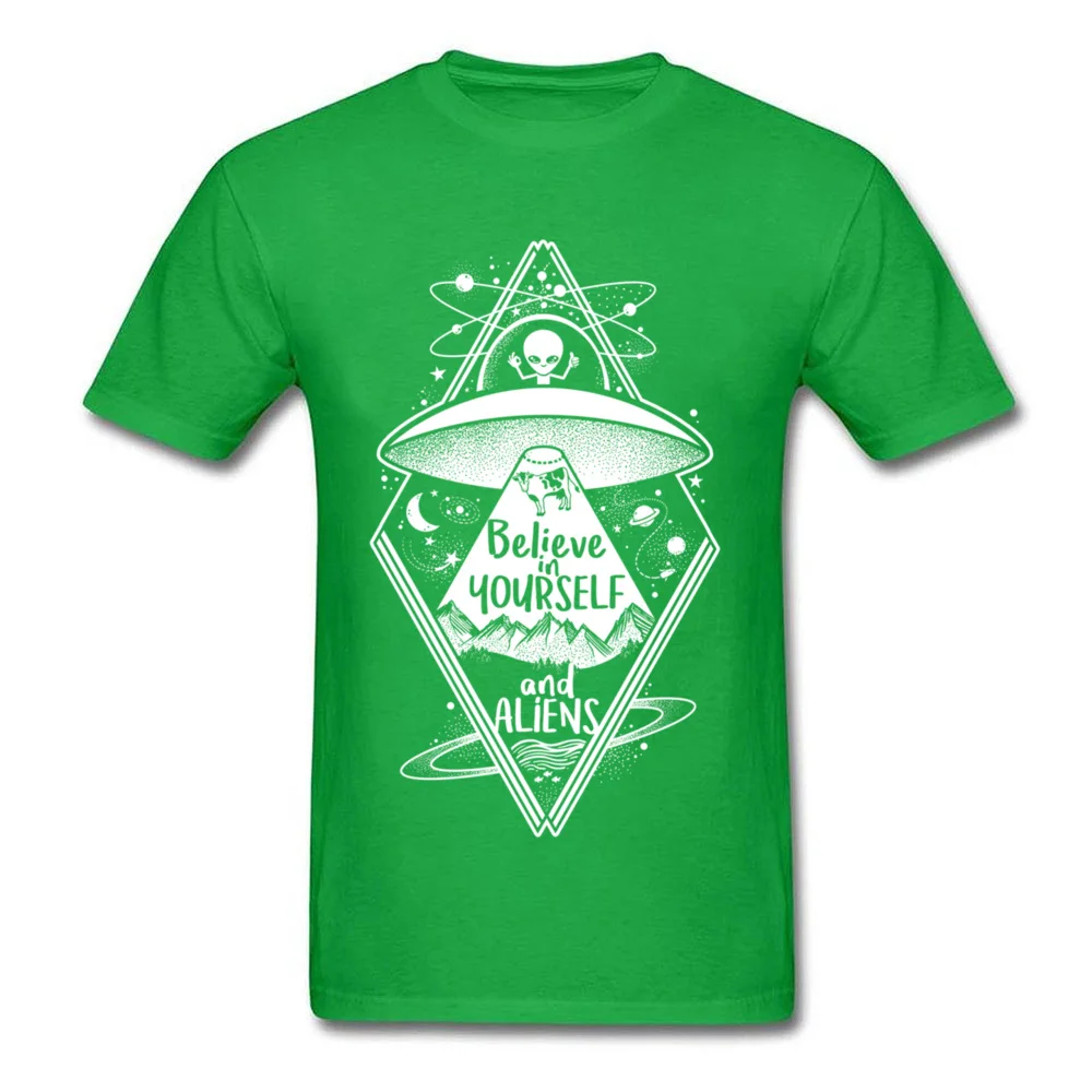 Casual Printed On Short Sleeve Tops T Shirt Labor Day Round Neck Pure Cotton Men T Shirt Printed On Tee-Shirts Fashionable believe in yourself and aliens 7504 green
