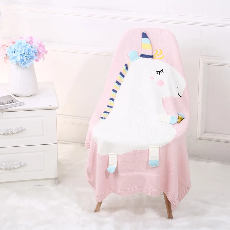 США; Флисовое одеяло для новорожденных; детская коляска; Корзина с Моисеем; цвет синий, розовый; Единорог