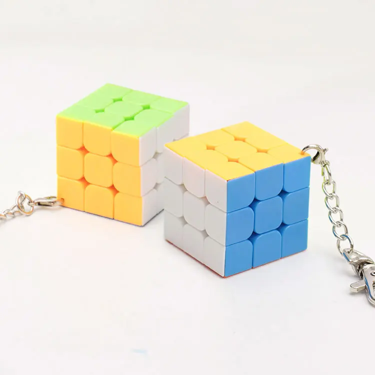 Mini Keychain Magic Cube Puzzle Toy 2x2x2 3x3x3 Trihedral Cylinder Pyramid Cubo Magico Educational For Children Gift 10