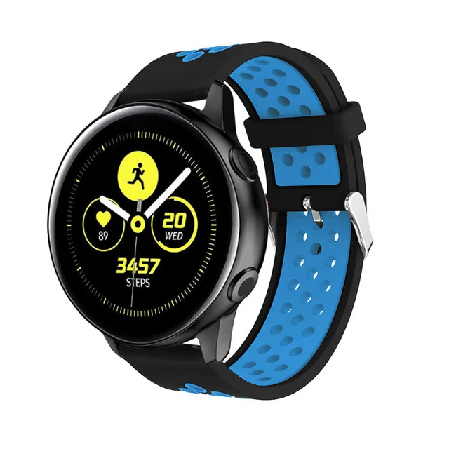 Силиконовый ремешок для часов samsung Galaxy Watch Active Band Galaxy 42 мм ремешок S2 gear мягкий спортивный 20 мм смарт-браслет ремешок для часов - Цвет: Black blue