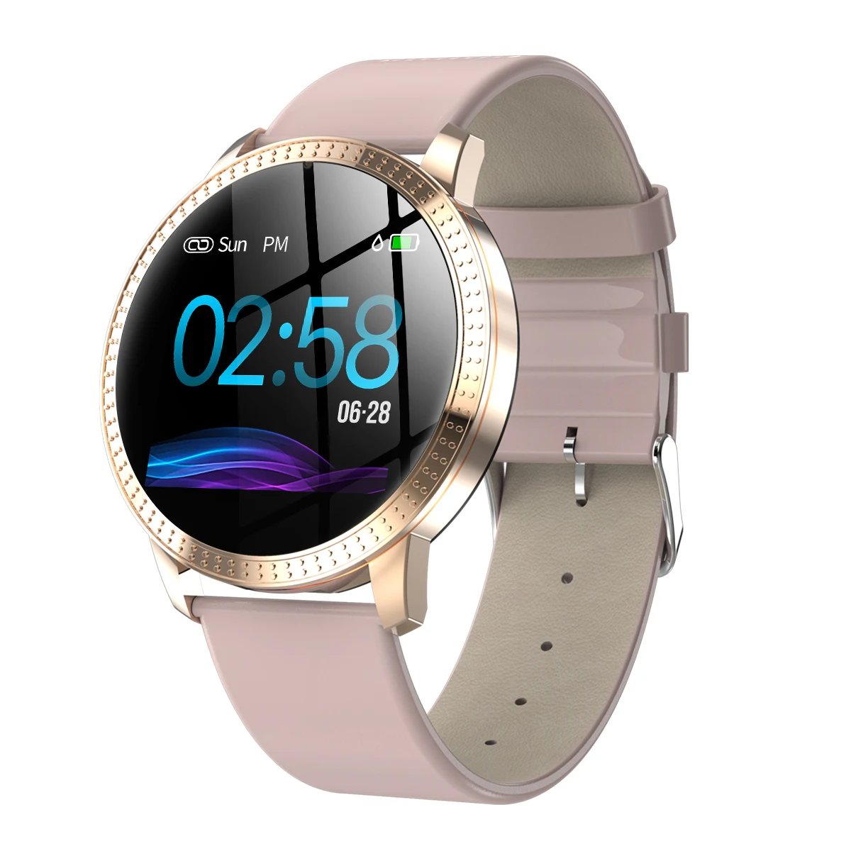 CF18 смарт-Браслет Водонепроницаемый Монитор артериального давления фитнес-трекер браслет Мульти Спорт для женщин мужчин Смарт-часы для IOS Android - Цвет: pink leather