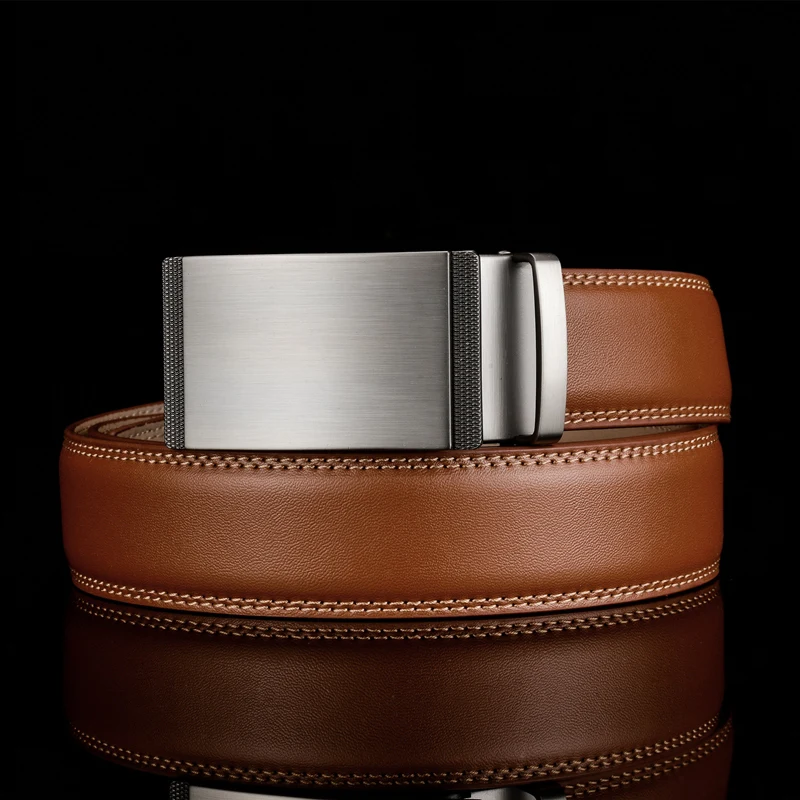 Cena Plyesxale luksusowy projektant skórzany człowiek top z paskiem jakości pasek z klamrą pasek automatyczne brązowe męskie pasy skóry wołowej Dropshipping G67