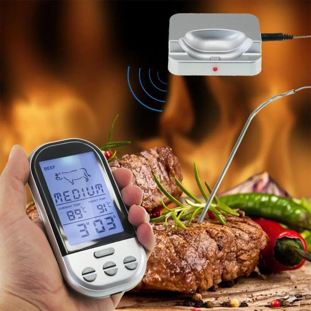 Wireless Barbecue Thermometer Long Range Digital Smoker Meat Thermometer With Dual Probe for BBQ, Oven, Smoker, Grill