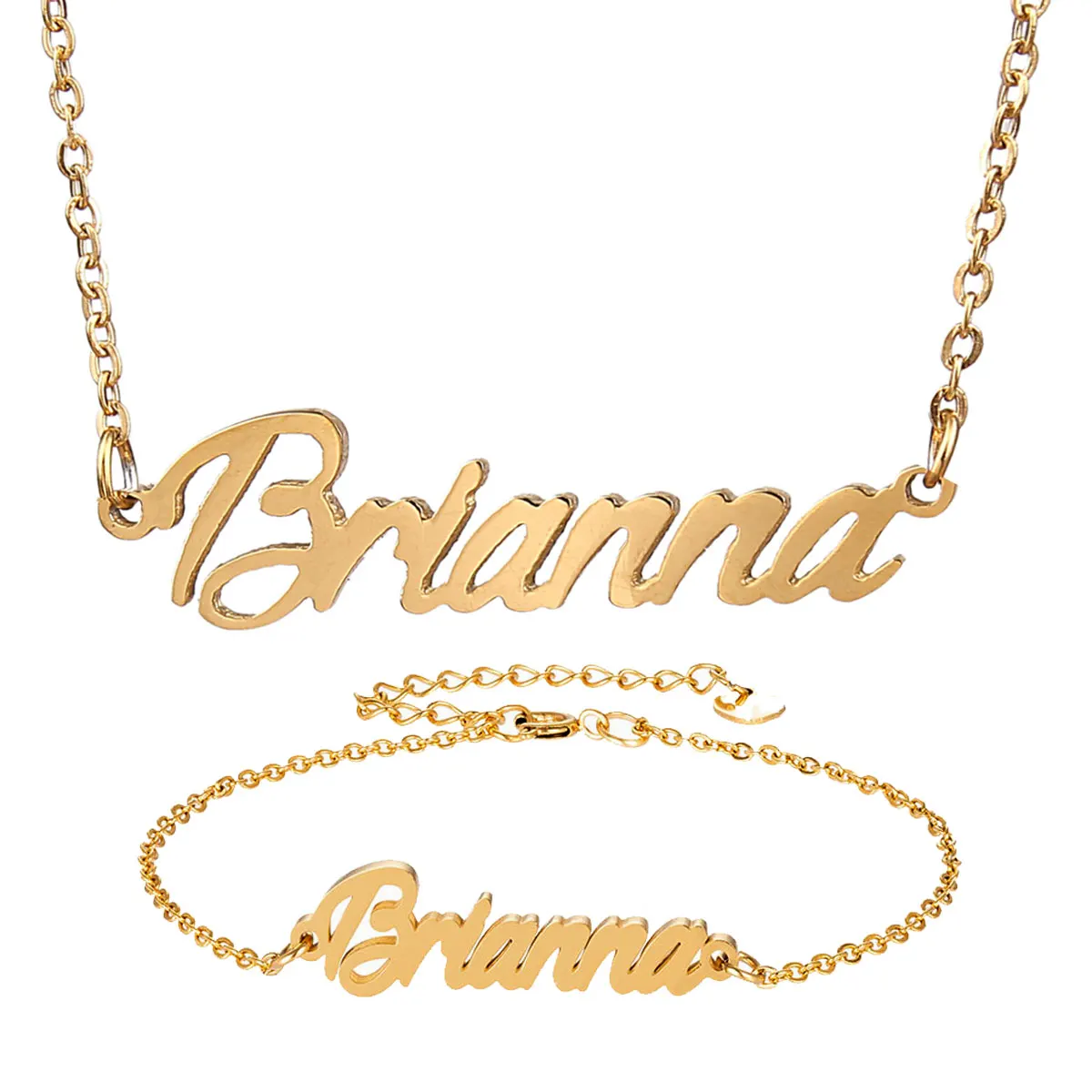 Модное ожерелье из нержавеющей стали + браслет набор &quotBrianna&quot с надписью Золотое