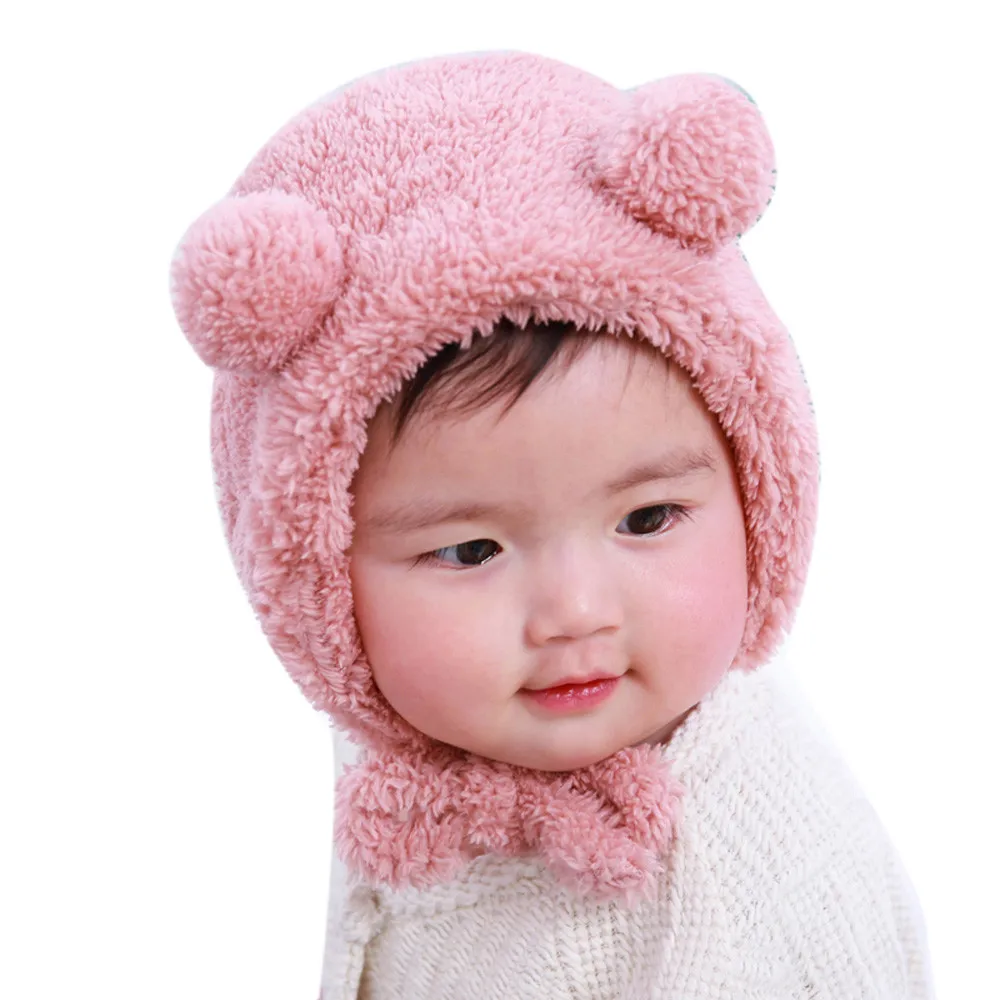Winter Children Ear Hat Toddler Kids Baby Warm Wool Knit Beanie Fur Pom Boys Girls Cap 1D18 | Детская одежда и обувь