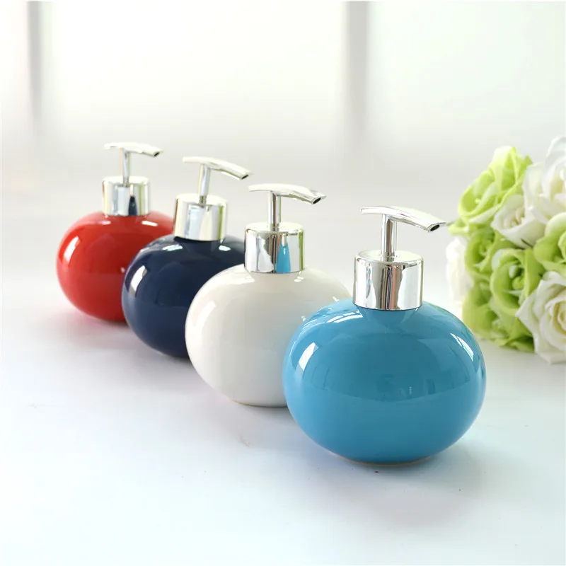 

Ceramic soap dispenser bath room lotion bottle colored glaze ceramic container Emulsion bottle Shower bottle Press Soap dish