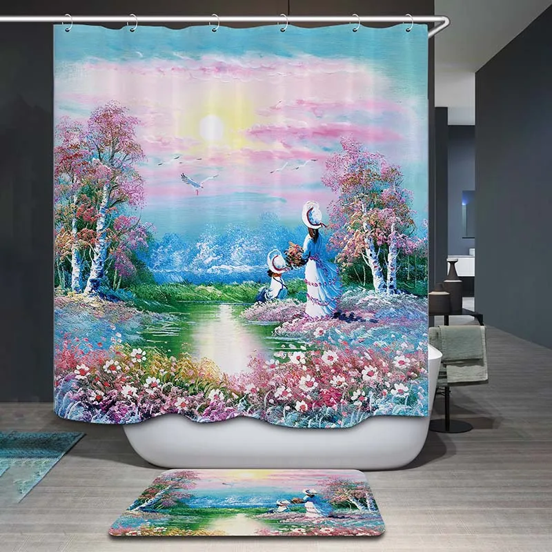 DecorUhome полиэфирная водостойкая фиолетовая занавеска для душа с изображением сердца и дерева, занавеска для ванной комнаты, 12 крючков, Декор, Mildewproof, занавеска для ванной