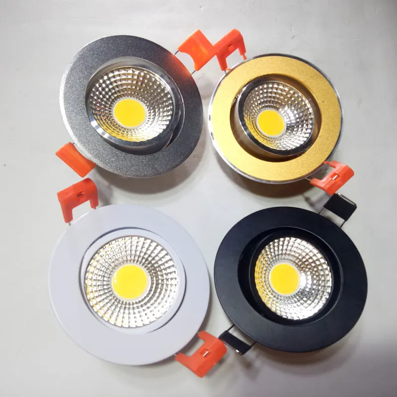 

White Black Silver Gold cob LED Downlight Dimmable LED Ceiling downlight Light 95-265V 5W 7W 12W 15W 20W Recessed in Foyer Lamp