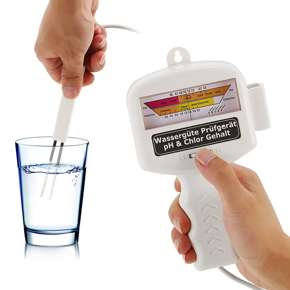

PC101 PH Meter Portable Measure Water Quality PH CL2 Chlorine Tester Level Meter PH Tester for Swimming Pool Spa Aquarium