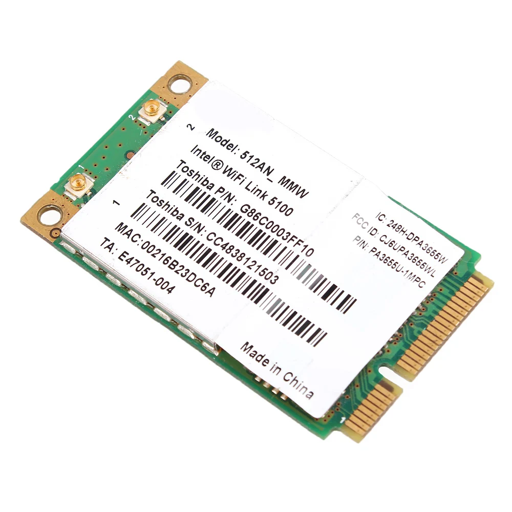 Беспроводной адаптер карта WiFi Link 5100(512AN_MMW) a/b/g/Draft-N PCIe мини PA3655U-1MPC для Toshiba